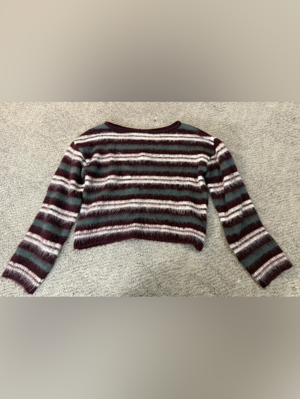 ASOS DESIGN knit sweater in burgundy brushed stripes s S (4-6)